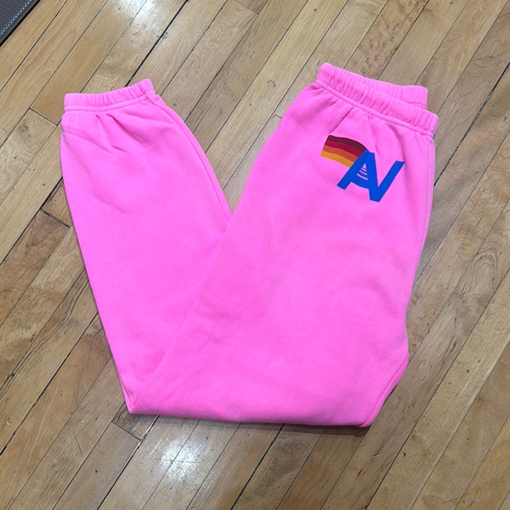 Aviator nation pink logo sweatpants size large